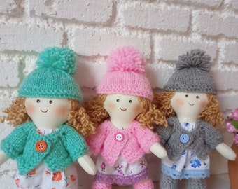 Rag Doll 6 inches in knit clothes