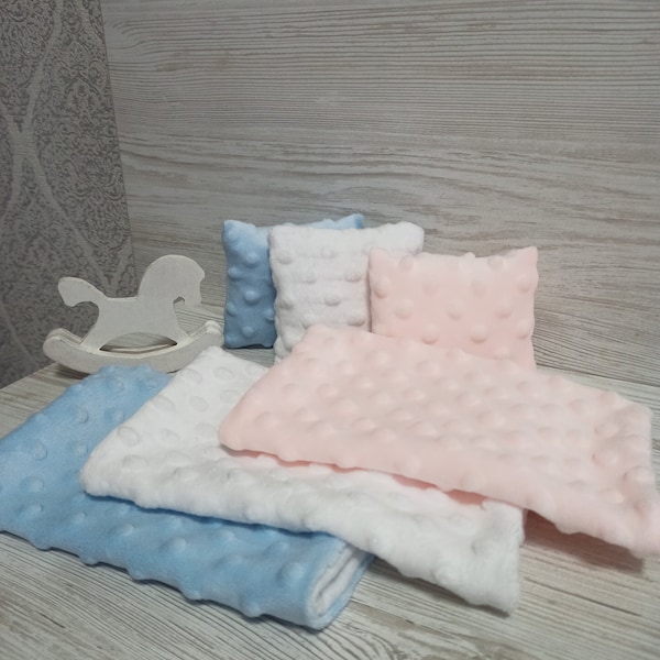 Doll Bedding 9 Inch Set Pillow Blanket Doll Bedding Set Soft plush bedding