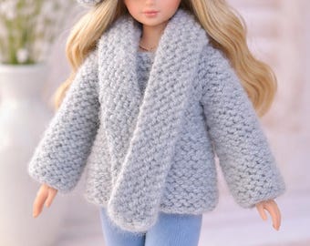 Conjunto de ropa para muñeca de 23 cm, suéter de punto, ropa para muñeca hecha a mano, miniconjunto acogedor de invierno.