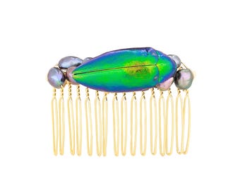 Peineta con forma de escarabajo, accesorio para el cabello de boda con forma de insecto, tocado nupcial para recogidos.