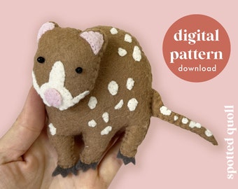 Spotted Quoll Sewing Pattern, Felt Australian Animals, Instant Download, Nursery Decor, Ornament, Plush Pattern, Felt Craft, Baby Mobile