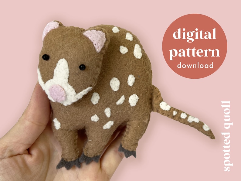 Spotted Quoll Sewing Pattern, Felt Australian Animals, Instant Download, Nursery Decor, Ornament