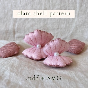 Clam Shell Felt .PDF Pattern - SVG, Sewing Pattern, Baby Mobile, Decoration, Bunting, Sea Creatures, Nursery
