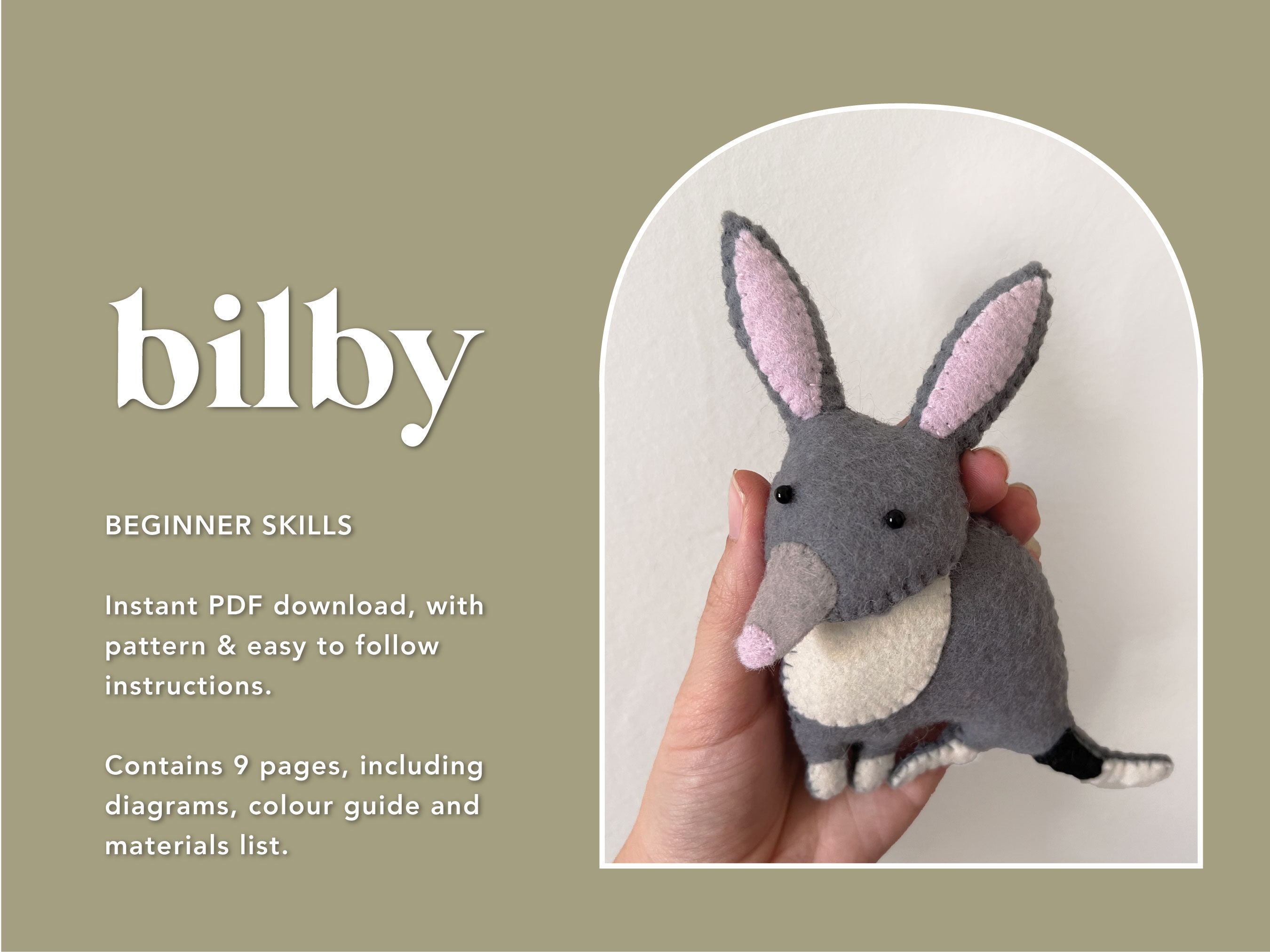 Bilby Pattern Bilby Sewing Pattern, Felt Australian Animal (PDF Pattern) - Etsy