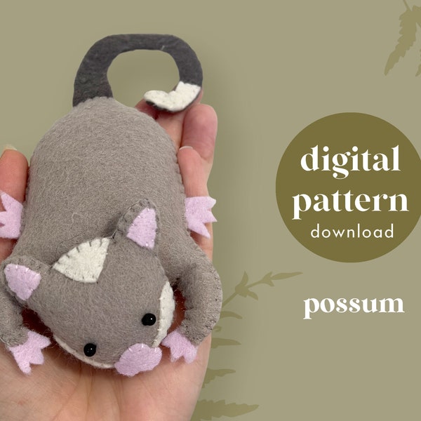 Possum Sewing Pattern, Instant Download, Felt Australian Animals, Baby Mobile, Bunting, Wool Felt Craft, Ornament, Plush Pattern, DIY