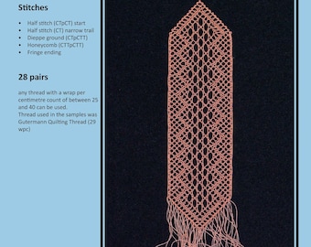 Ashlea Lesezeichen, ein bobbin lace pattern by Jenny Brandis