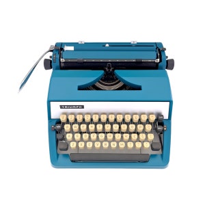 Sale l Vintage Triumph Gabriele 25 Typewriter - Working Blue QWERTY Portable Typewriter for Writers & Poets