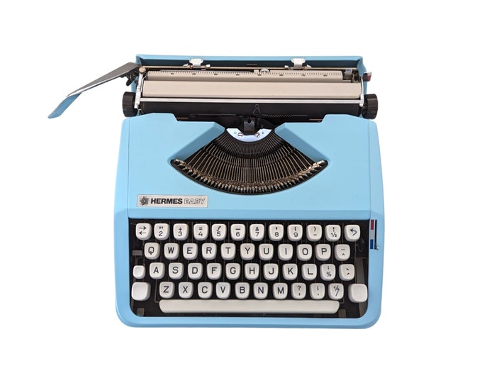 Blue Hermes Baby Typewriter, a Custom Typewriter, Working Typewriter
