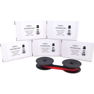 KOSTENFREIER VERSAND!* 5 x Olivetti Schreibband, Olivetti Schreibmaschine, rot/schwarzes Nylon Schreibband, 13 mm, 1/2&quot; Gruppe 4 (GR4) Zwillingsspule, Olivetti Schreibmaschinen.