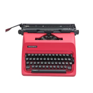 Vintage Triumph Junior 12 Red Typewriter - Working QWERTY Portable Typewriter for Writers & Kids