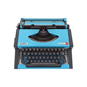 Sale!* | Vintage Olympia Traveller Typewriter 1970s | Working typewriter | QWERTY| Blue | Perfect Gift for Writers