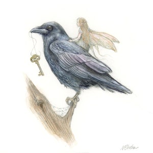The Raven&#39;s Key, A4 Art Print