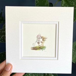 Perched Up mini giclée print, mounted