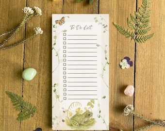 Frog To do List | list pad | writing pad | easy tear-off notepad| DL size | cottagecore stationery | magnetic