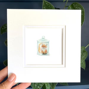 Baby Firefox, mini giclée print, mounted