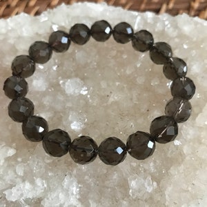 Smoky Quartz Faceted Crystal Bracelet, Beaded Bracelet, Healing Bracelet, Gemstone Bracelet, Stacking Bracelet, Boho Bracelet