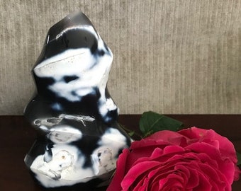 Orca Agate Crystal Flame, Blue and White Flame, Agate Crystal, Crystal Flame, Orca Agate Specimen