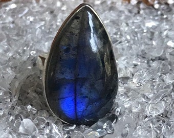 Natural Labradorite Ring, Labradorite Silver Ring, Labradorite Ring, Labradorite Statement Ring, Labradorite Ring For Her, Boho Ring for Her