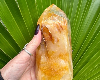 Golden Quartz Tower 1.8 lbs, Hematoid Crystal Point, Vibrant Yellow Healing Stone