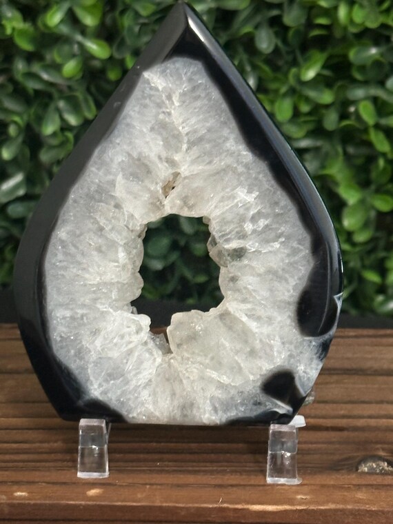 Black Agate Druzy Flame TearDrop | Crystal Decor | Statement Crystal Piece | Spiritual Healing | Home or Office Display