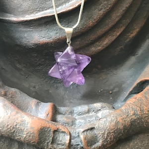Amethyst Merkaba Pendant, Crystal Necklace, Ladies Pendant, Amethyst Merkaba, Crystal Jewelry, Third Eye Chakra Crystal, Merkaba