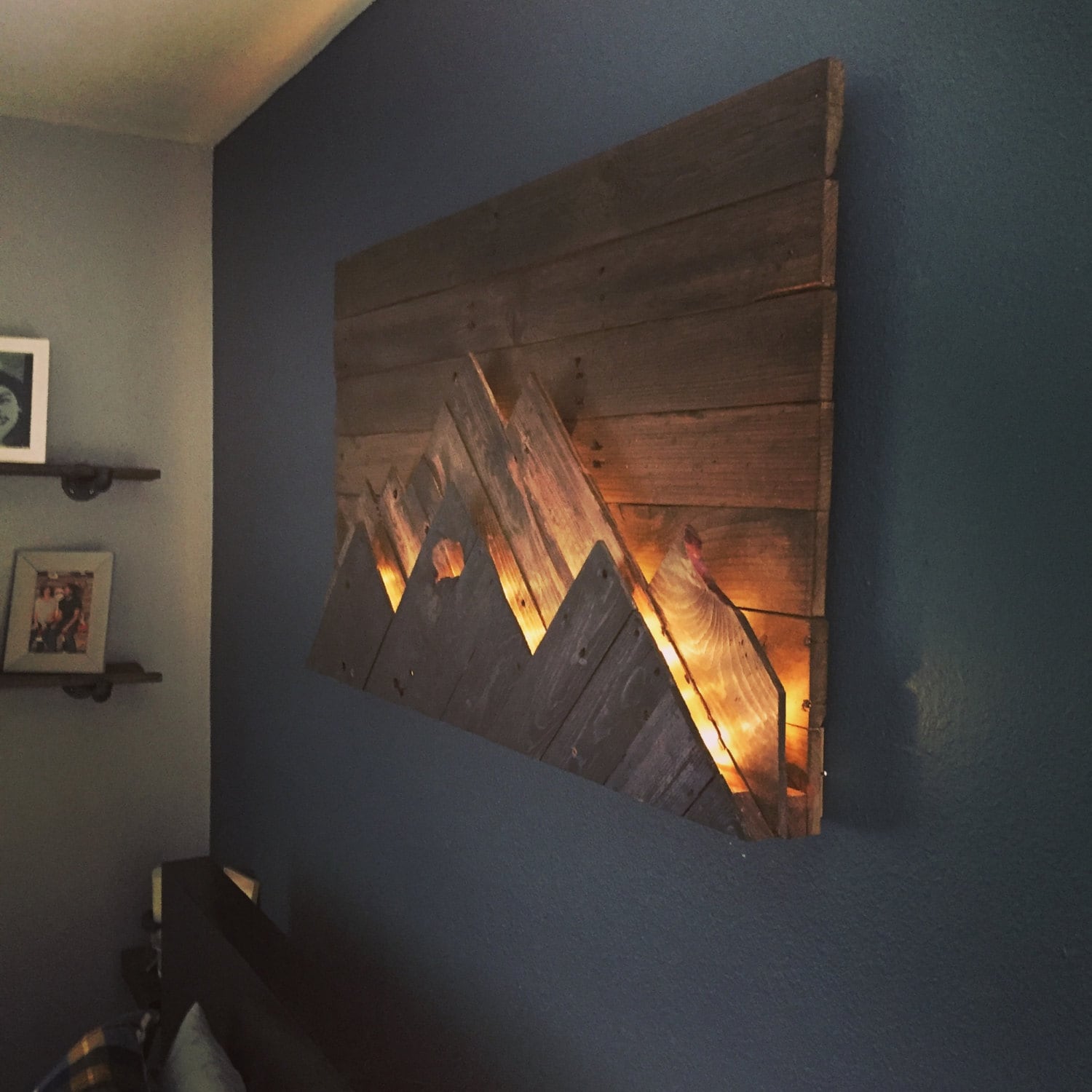 Wooden Mountain Range Wall Art Etsy
