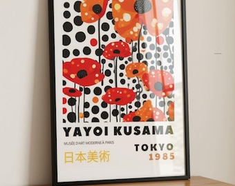 Yayoi Kusama Poppies Print, Colorful Floral Japanese Art