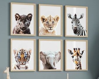 Ensemble De 6 Affiches, Affiche Pour Une Chambre D’Enfant, Affiches chambre bebe, Animaux affiches, chambre de garcon, affiche chambre bb