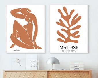 Zwei Abstrakte Poster, SET von 2 Kunstdrucke,  Henri Matisse kunst, Wandkunst, blaue abstrakte Drucke, abstrakte drucke, Wohnzimmer Bilder