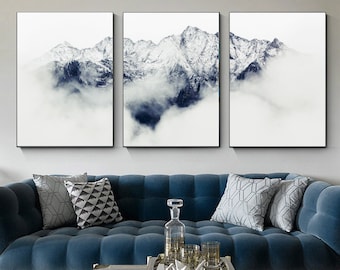 set 3 mountains prints, wall art set, mountains landscape photography, 3 piece wall gallery, home decor, cabin poster set, Alps photo set,