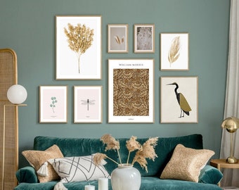 Set von 8 Wandkunstdrucke, Boho Poster, Wandgalerie, Naturfotokunstdrucke, moderne Drucke, beige Poster, neutrale Bilder, botanische Kunst