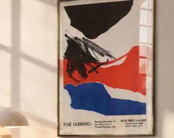 Jośe Guerrero  Exhibition Poster,  Abstract Painting, Modern Contemporary Wall Art Print, 1960s Vintage Decor
