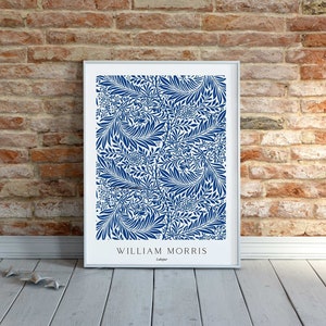 Pôster de William Morris, arte de parede azul, decoração de casa, desenho de Morris, arte floral, impressão botânica, ornamento de quarto, tapeçaria, folhas de acanto