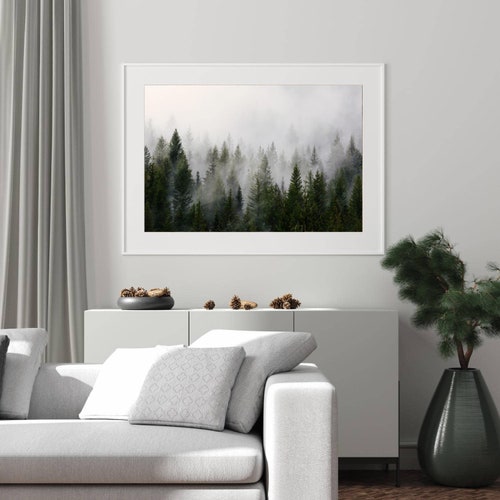 Forest Canvas Print Fog Over Mountains Landscape Trees - Etsy