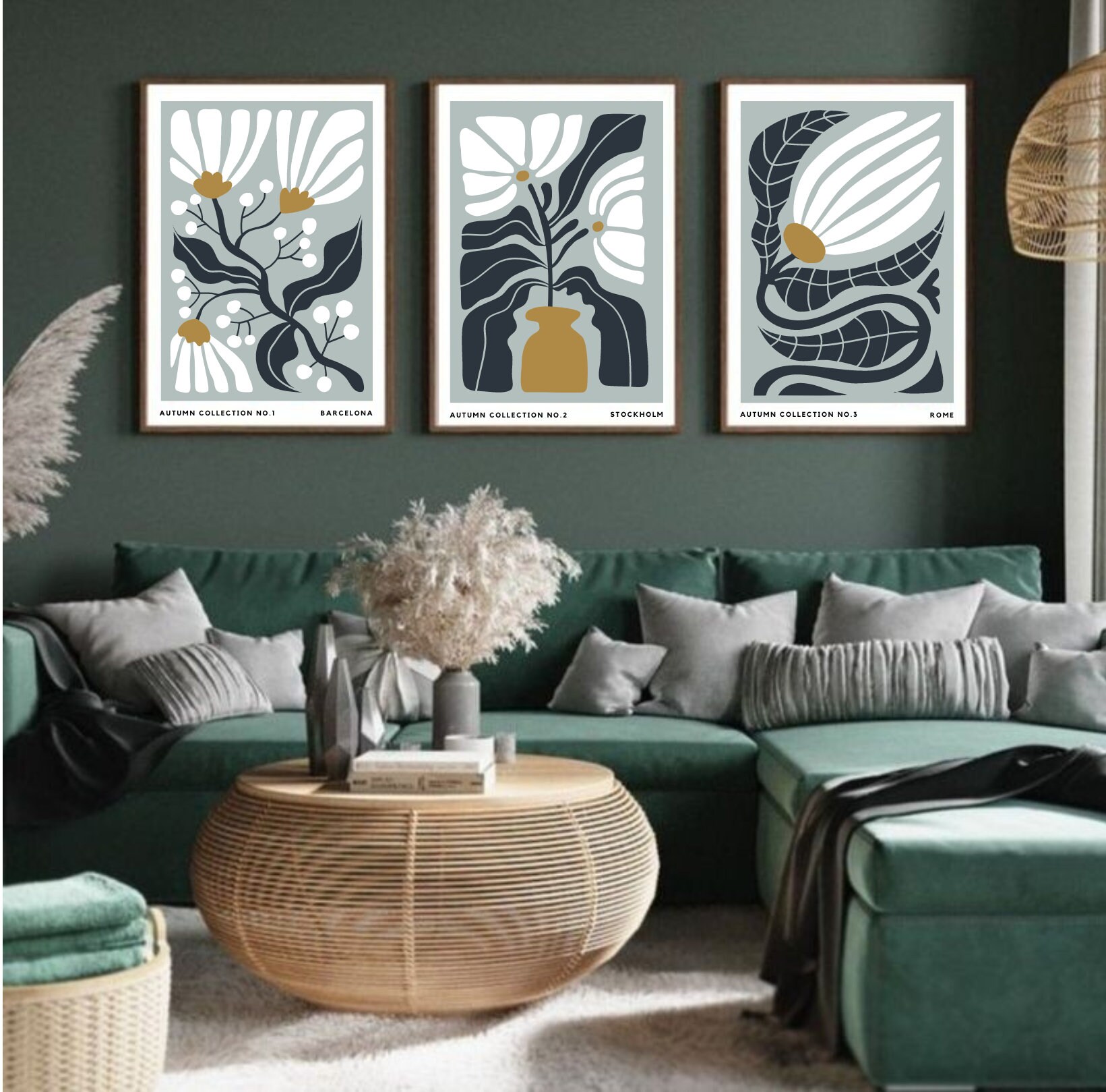 Wall Art Set of 3, Botanical Prints, Flowers Drawings, Flower Market ...