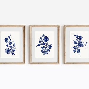 Blume Kunst, 3 Stück Wandkunst, Floral Bilder Set von 3, botanische Druck Set, Blume Poster, wandgalerie rosa blumen, vintage illustrationen
