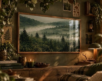 Misty Forest Photography Print, Komorebi Wall Art, Lush Greenery Decor