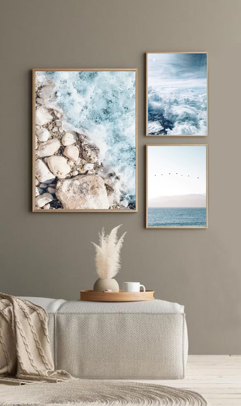 Set of 3 Wall Art Prints Coastal Style Wall Art Living Room Etsy