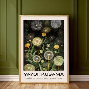 Yayoi Kusama Poster, moderne Wandkunst, Ausstellungsplakat, japanische Malerei, bunte Blumen-Wandbilder, Wanddekoration, Kunst Wohnzimmer