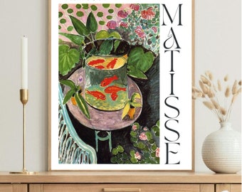 Plakat Matisse, Henri Matisse obraz, nowoczesna dekoracja ścienna, illustratie złota rybka Matisse, kolorowa sztuka Matisse, plakat wystawowy
