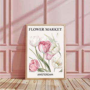 Tableau Toile Murale Impression Tulipe Rose - Paysage Floral, Fabriqué Au Royaume-Uni (Neuf, Sur Commande)