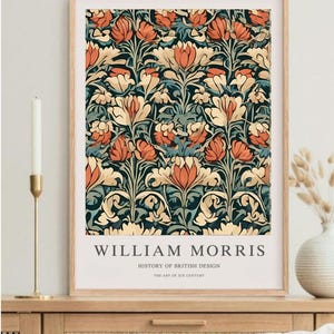 Art moderne, William Morris art, affiche de l'exposition, dessin de coquelicots, affiche de fleurs, image murale, décoration de chambre