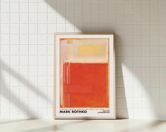 Abstrakcyjny plakat Rothko, pomarańczowo-czerwona sztuka ścienna, nowoczesny współczesny obraz drukowany