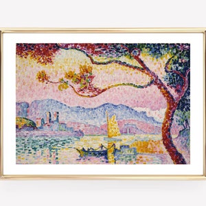 Impressão de arte de parede, ornamento de quarto colorido, decoração de casa, pintura abstrata, paisagem francesa, desenho impressionista, poste grande horizontal