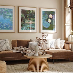 3 Kunstdrucke, Reproduktion, Wasserlilien Poster, Fotos von Seerosen, Impressionismus, Claude Monet Bild, Malerei, Monet Kunst, Monet bilder
