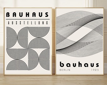 2 Affiches abstrait , bauhaus affiches, art mural moderne,  art contemporain minimal, art géométrique neutre, affiche abstrait, chambre deco