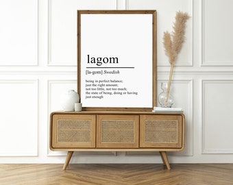 Lagom Poster, Plakat , Lagom Bild, poster zum Schlafzimmer, Geschenk, Wohnzimmer bilder, typografisches Poster, Lagom druck, japandi kunst