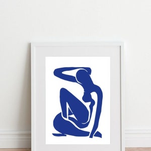 Drei Abstrakte Poster, SET von 3 Kunstdrucke, Henri Matisse kunst, Wandkunst, blaue abstrakte Drucke, abstrakte drucke, Wohnzimmer Bilder Bild 9