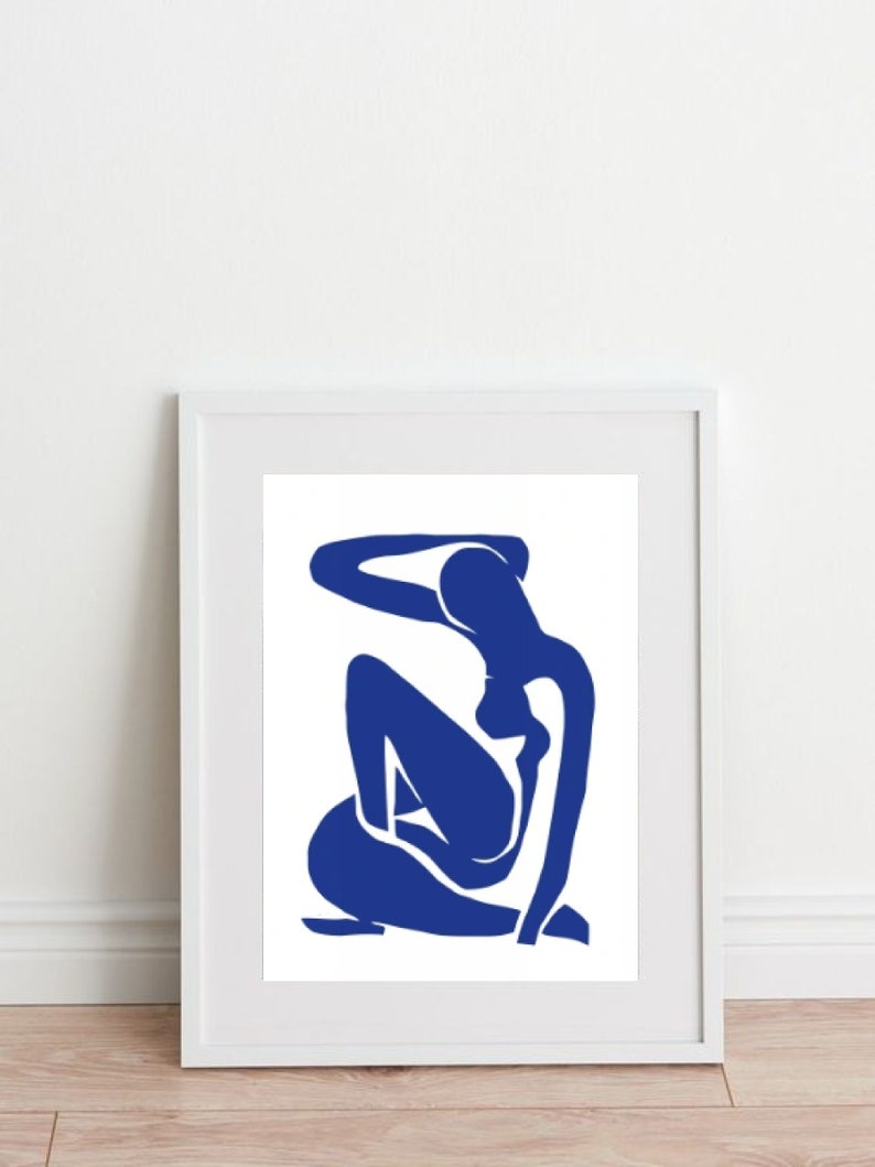 Drei Abstrakte Poster, SET von 3 Kunstdrucke, Henri Matisse kunst, Wandkunst, blaue abstrakte Drucke, abstrakte drucke, Wohnzimmer Bilder Bild 9
