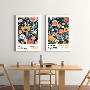 peinture de fleurs, ensemble 2 tableaux, affiches  fleurs sauvages, décoration murale de salon, décoration chambre, prairie fleurs aquarelle